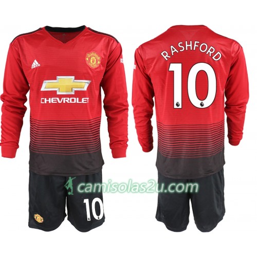 Camisolas de Futebol Manchester United RASHFORD 10 Criança Equipamento Principal 2018/19 Manga Comprida Camisolas de Futebol Manchester United RASHFORD 10 Criança Equipamento Principal 2018/19 Manga Comprida
